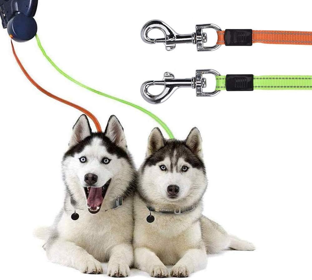 Doppelt einziehbare Hundeleine, 3m, mit LED Licht, für 2 Hunde