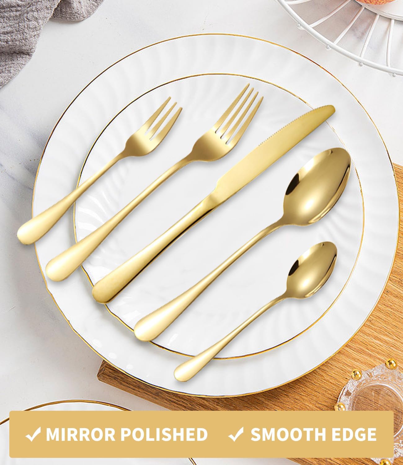 Besteckset für 12 Personen, 60 Stück/Gold