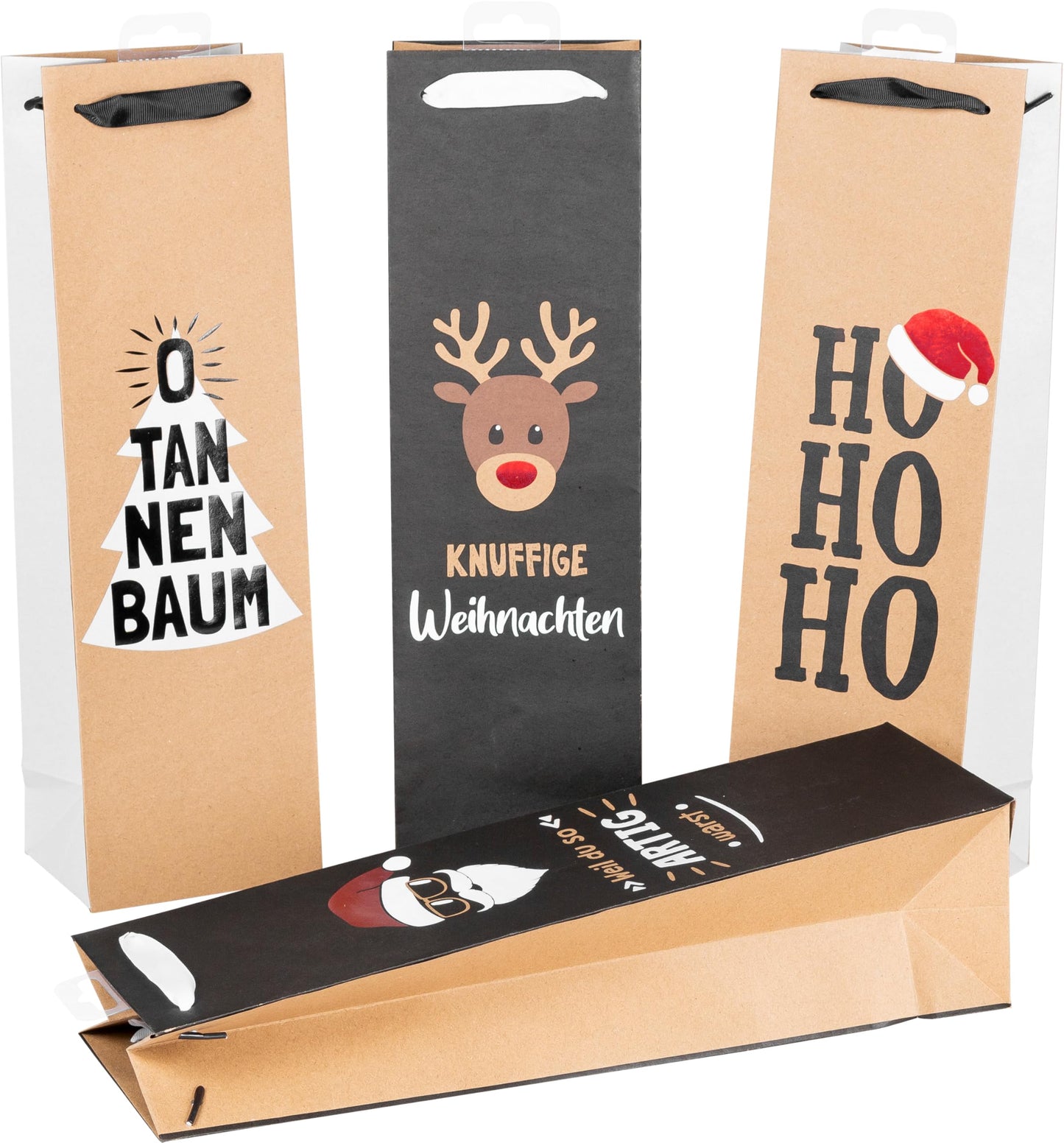 Weihnachts-Flaschentaschen-Set mit 4 Motiven, 1 stück (24er Pack) Nature X-Mas