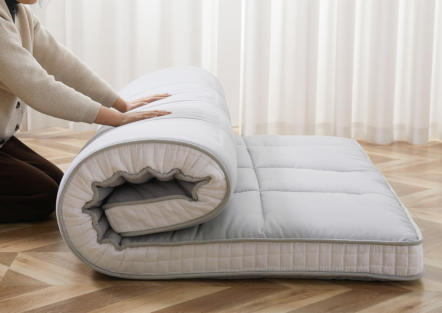 Futon-Klappmatratze, 100*203*10CM Grau