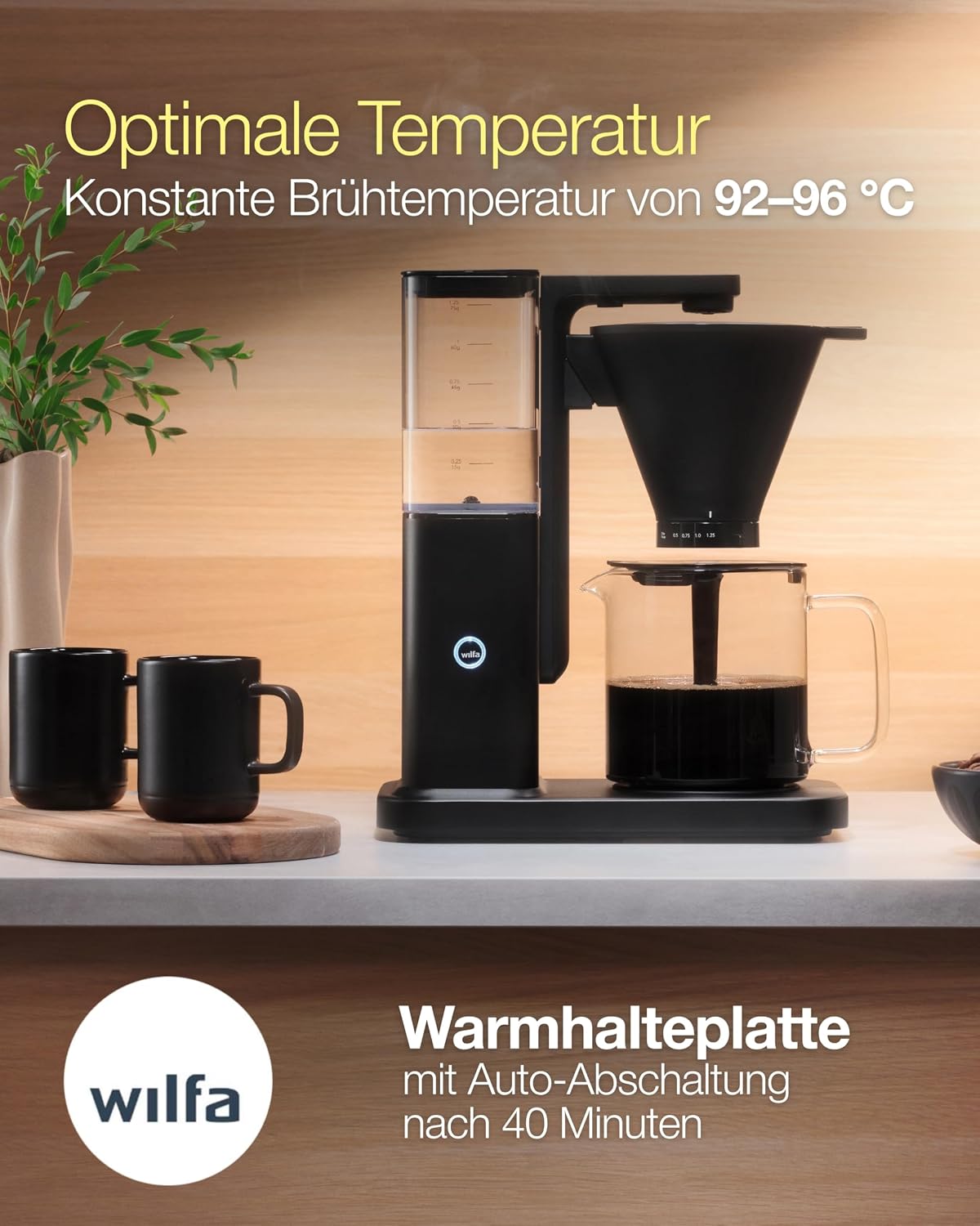 Zense Filterkaffeemaschine mit Brewfresh Technologie, Manuell Kunststoff Schwarz