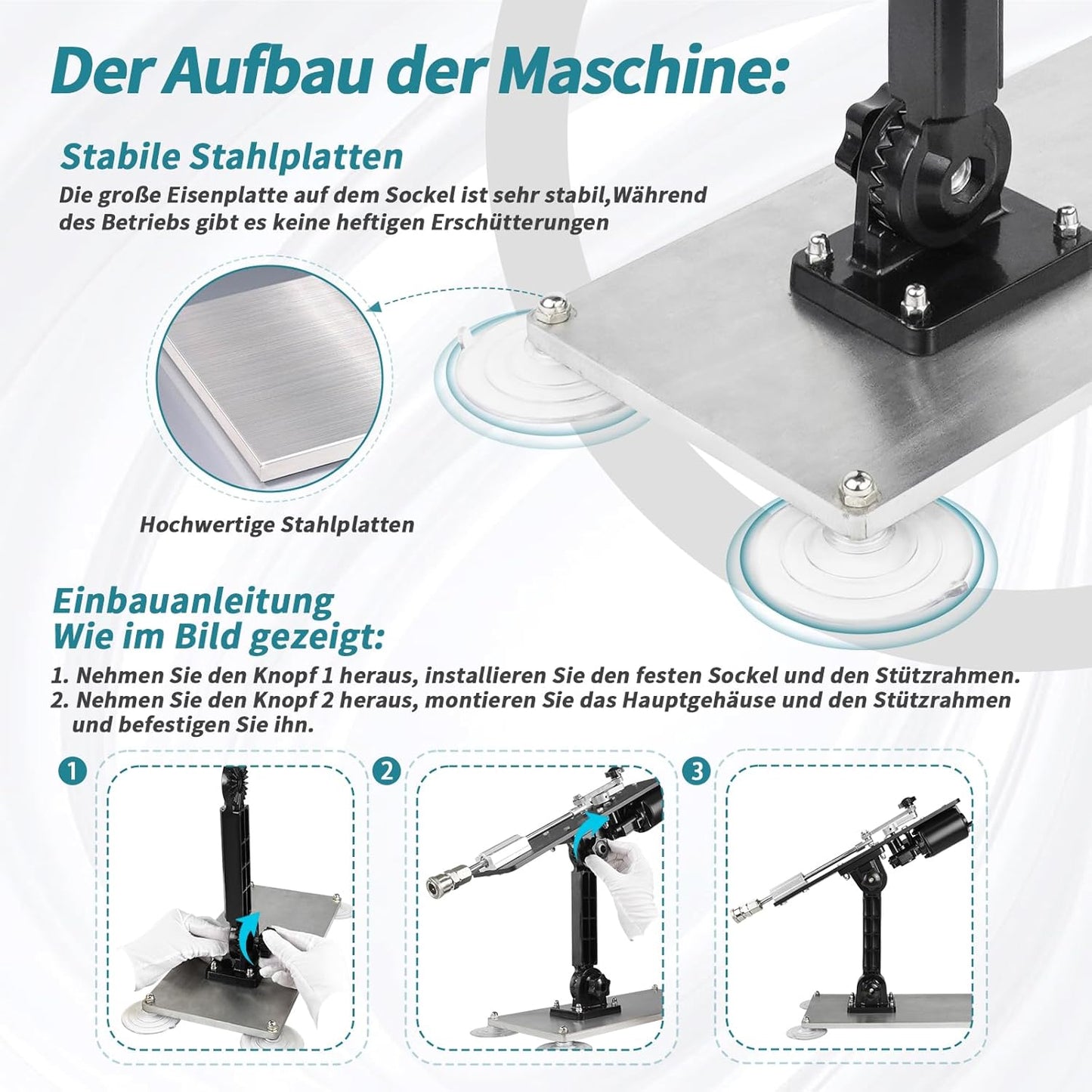 Fickmaschine mit Dildo, Fernbedienung und Adapter, Silber mit Schwarz