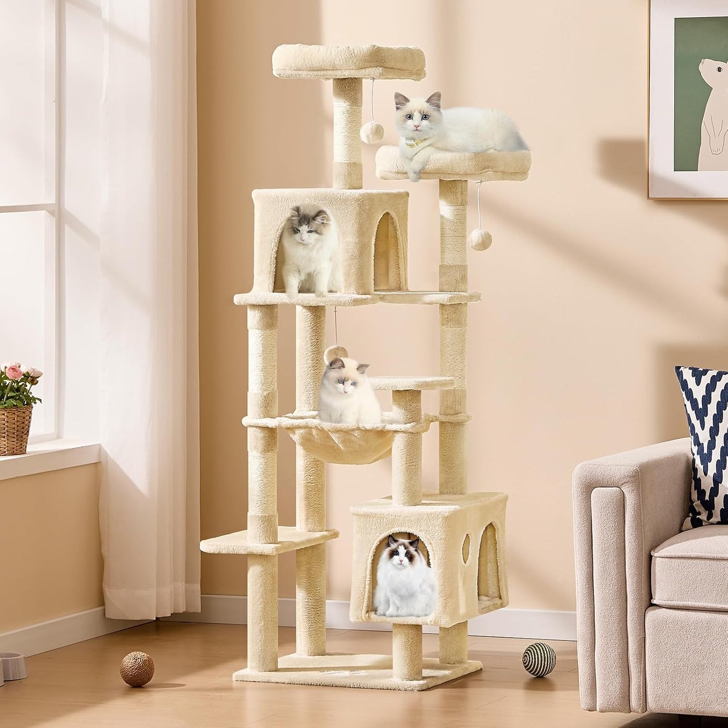 Katzenbaum gross 160 cm, Beige 160 cm
