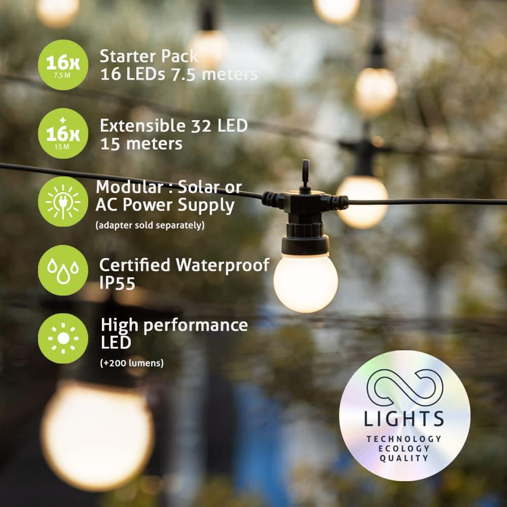 Solarlichterkette mit 16 LEDs, Colors Edition / Pack 16 LEDs + Solarpanel