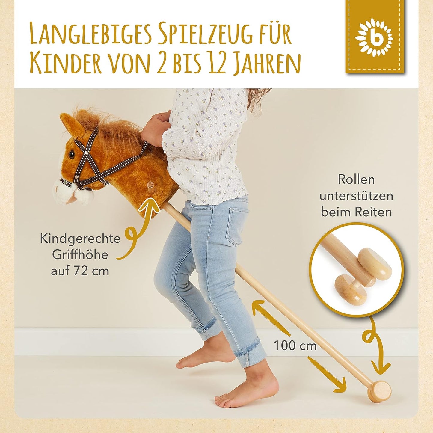 Steckenpferd - Holzpferd für Kinder, Braun