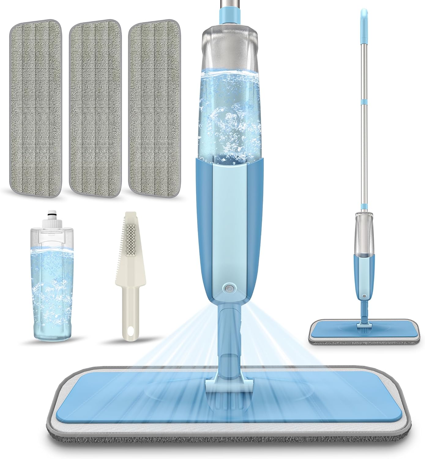 Sprühwischer mit Mikrofaser-Pads und 360° Drehfunktion, Blau
