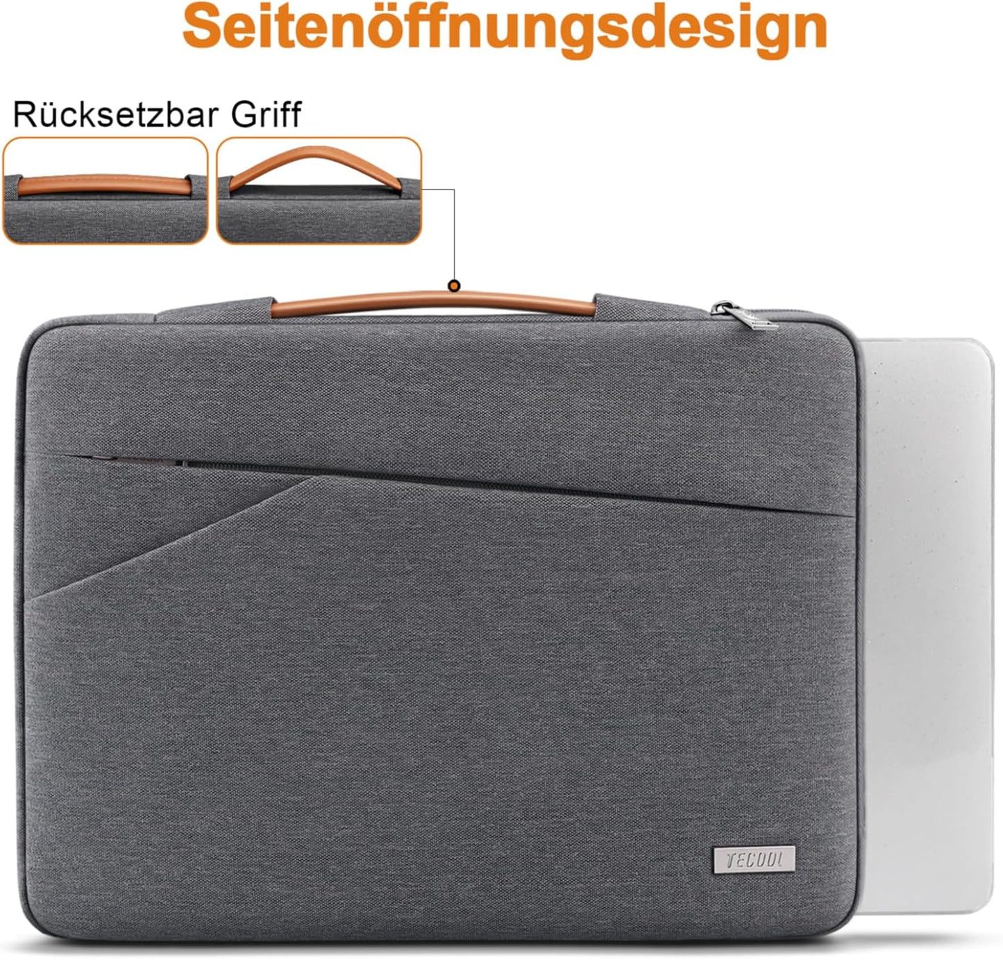 Wasserdichte Laptoptasche, 14 Zoll/MacBook Air 15 M3 M2 / Dunkelgrau