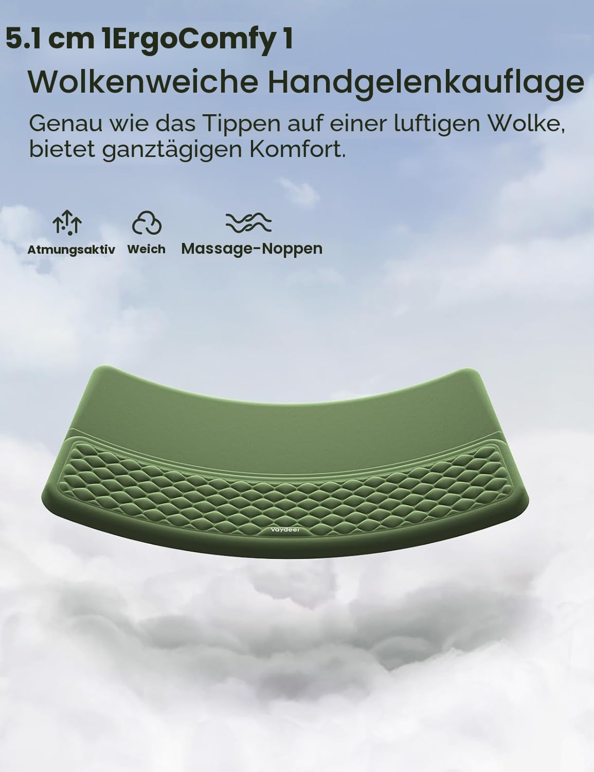 Ergonomische Tastatur-Handauflage, Grau L
