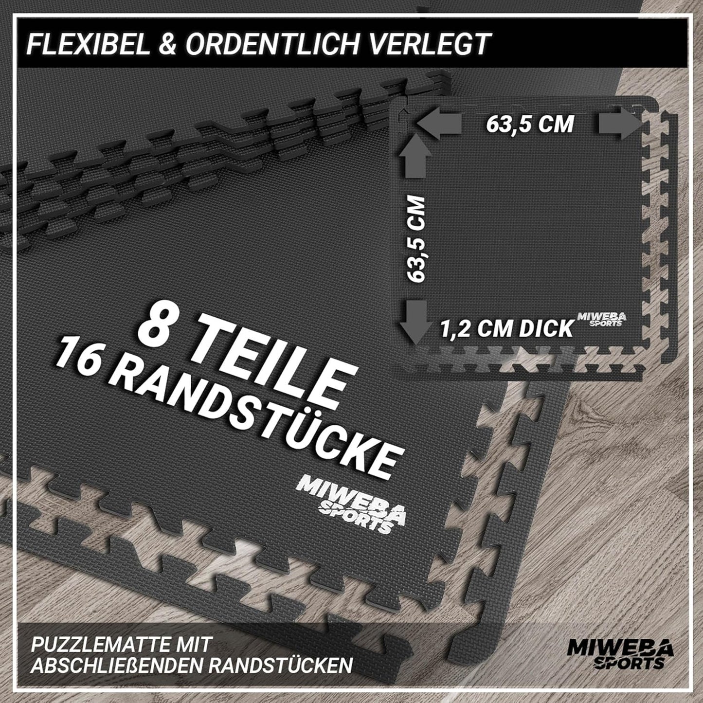 Bodenschutz- und Fitnessmatten-Set (8-teilig), Bs100 Anthrazit