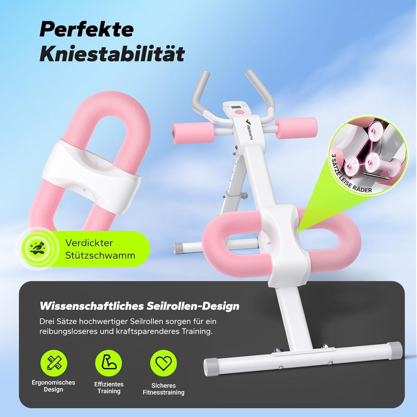 Bauchmuskeltrainer mit LCD-Monitor, Rosa