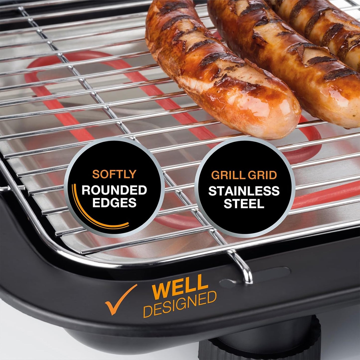 46117 Tischgrill mit XXL-Grillfläche, abnehmbarem Heizelement & stufenloser Temperatureinstellung