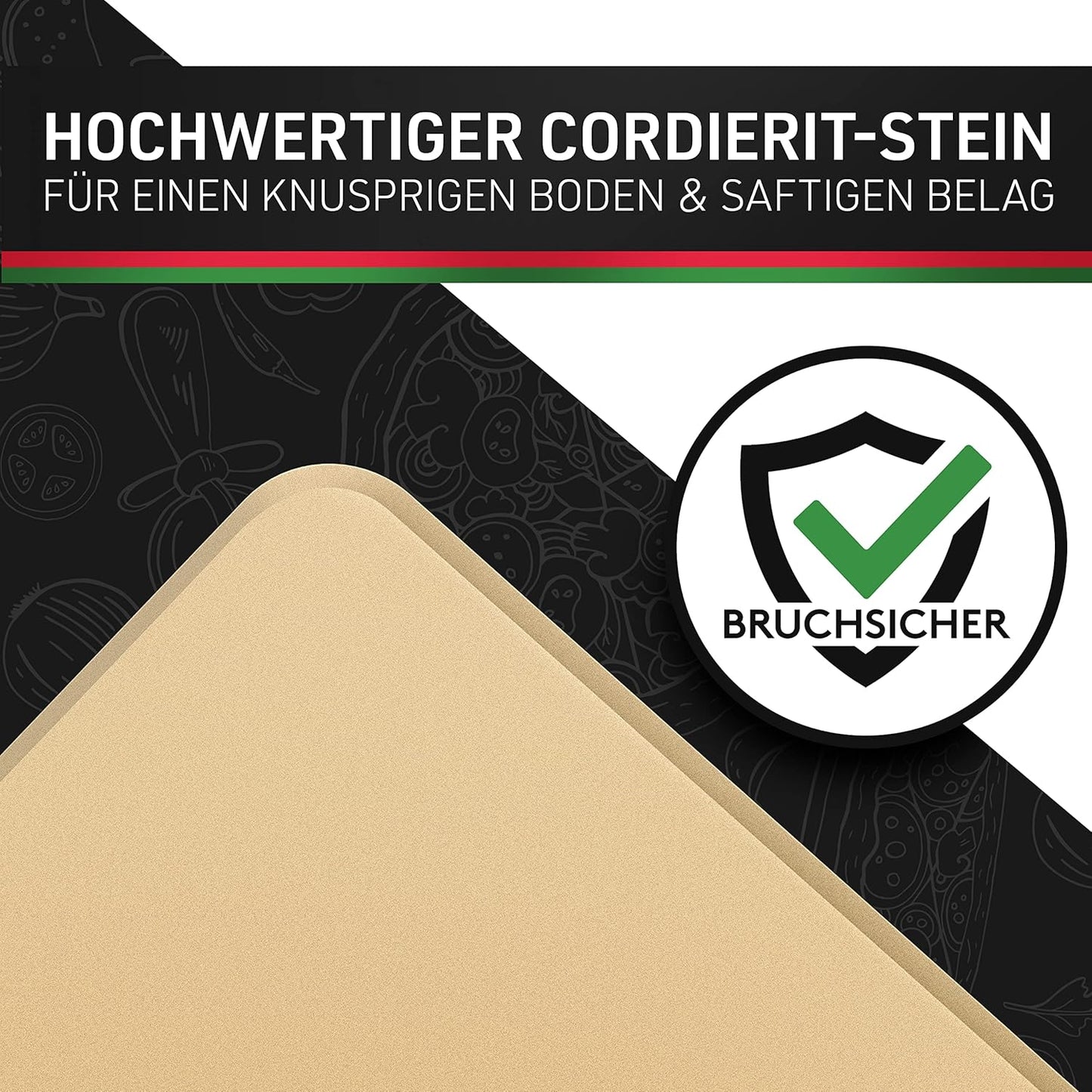 Pizzastein für Backofen & Gasgrill bis 900 °C, Grau" Oder "Beige"