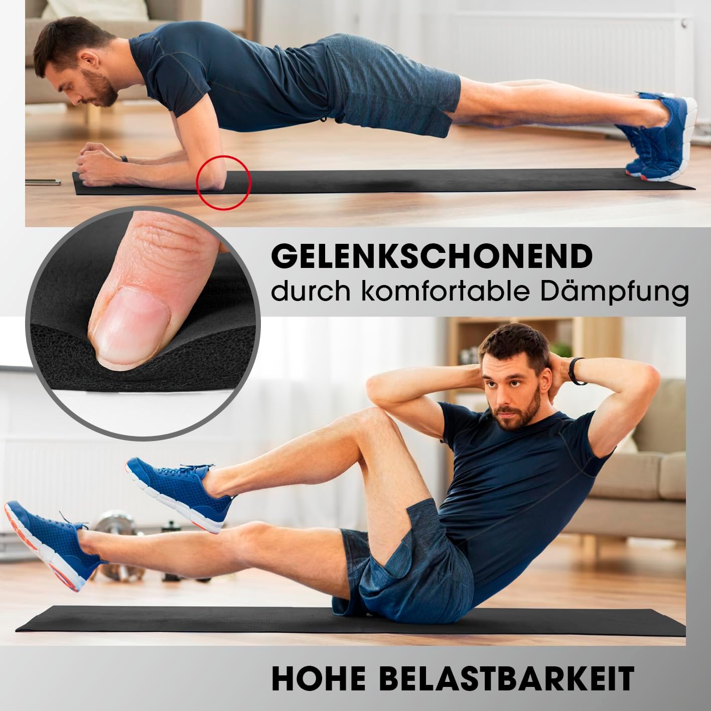 Fitnessmatte Yamuna 183 cm x 61 cm, Schwarz, 183 x 61 x 1,5 cm schwarz