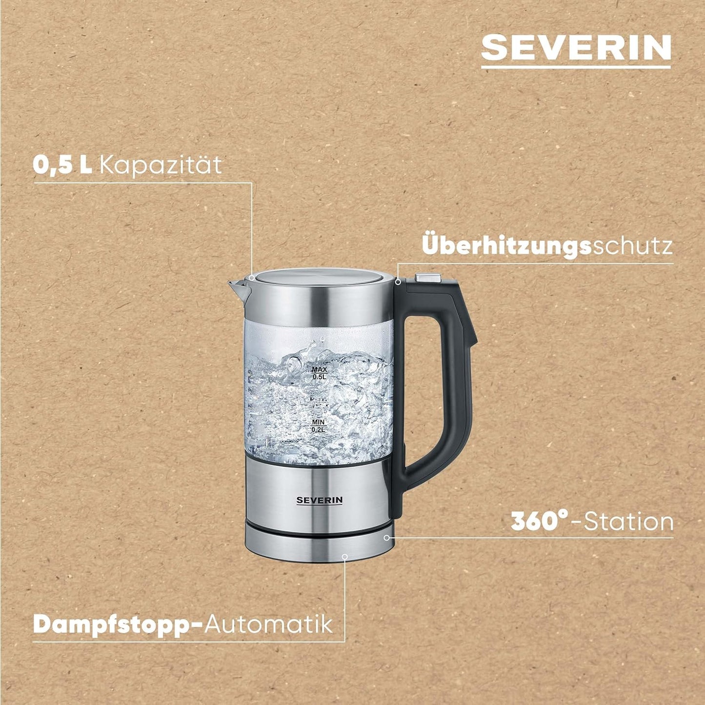Digitaler Mini-Wasserkocher mit Temperaturauswahl, 0,5 L - Einstellbare Temperatur