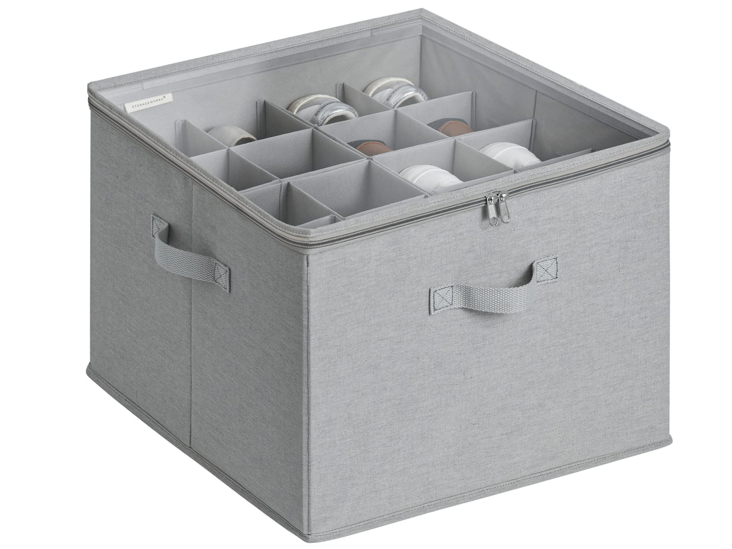 Schuhaufbewahrungsbox mit verstellbaren Trennwänden, Grau Grau 43 x 43 x 32 cm