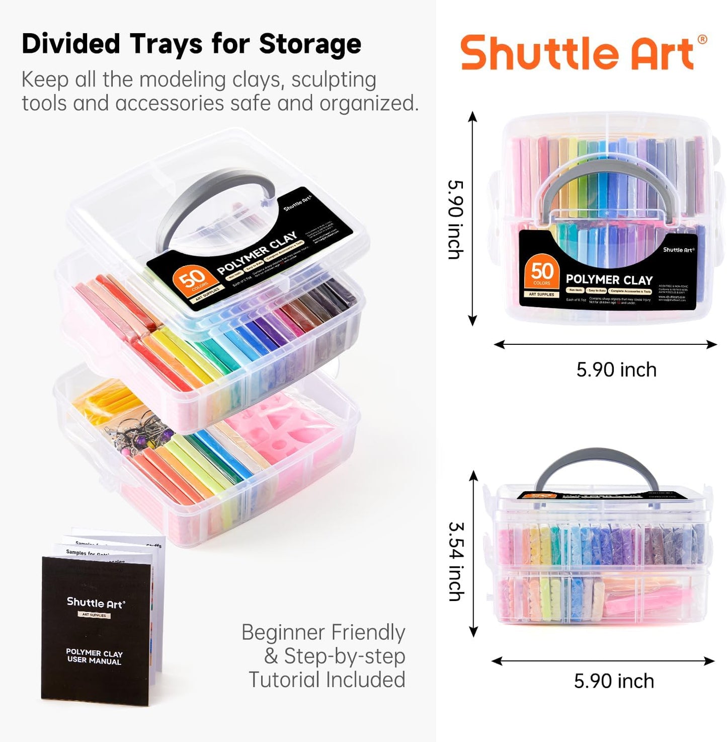 Polymer Clay Set mit Zubehör (50 Farben), 50 Farben 0.7OZ