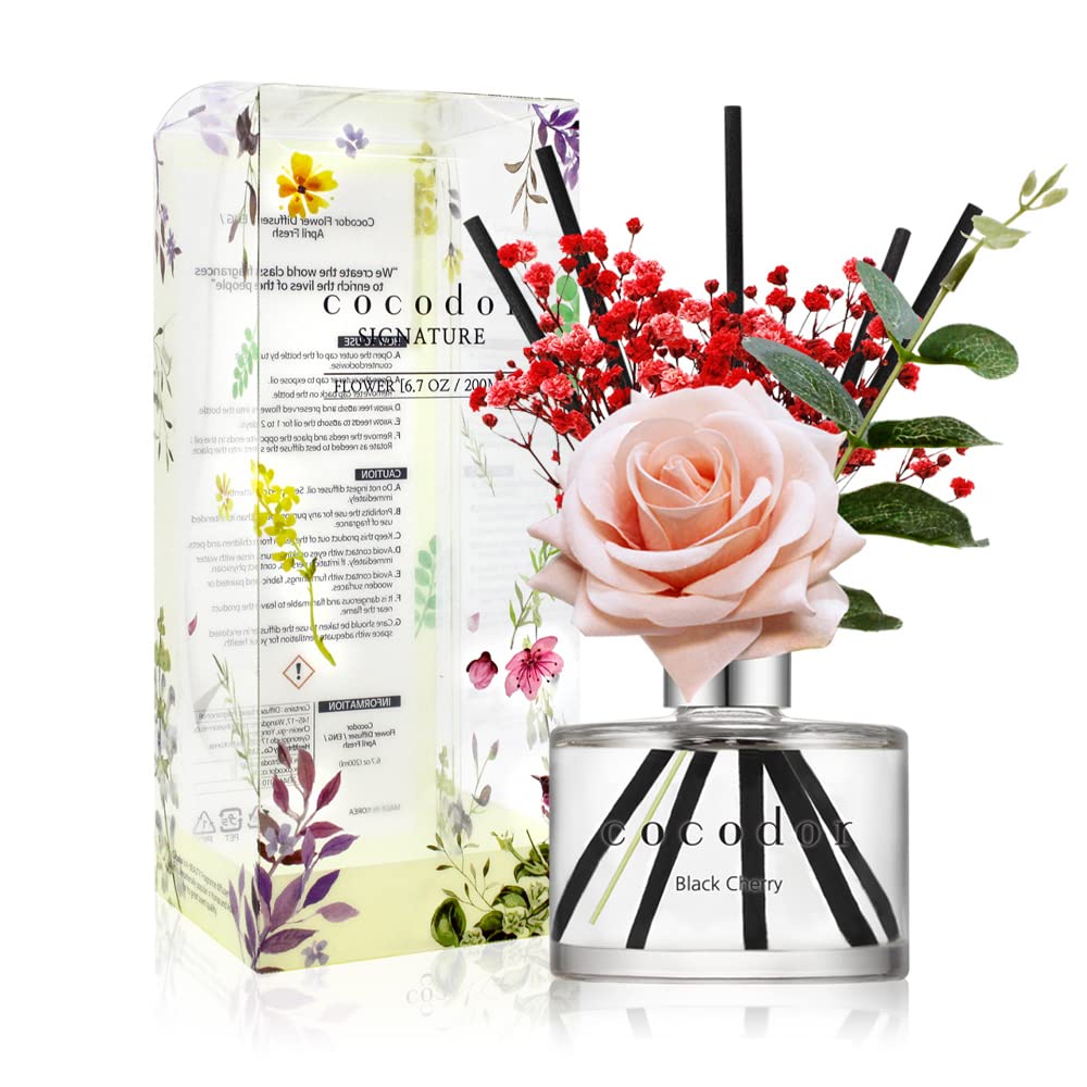 Rose Raumduft Reed Diffuser mit Duftstäbchen, Black Cherry Rose/1P/200ml