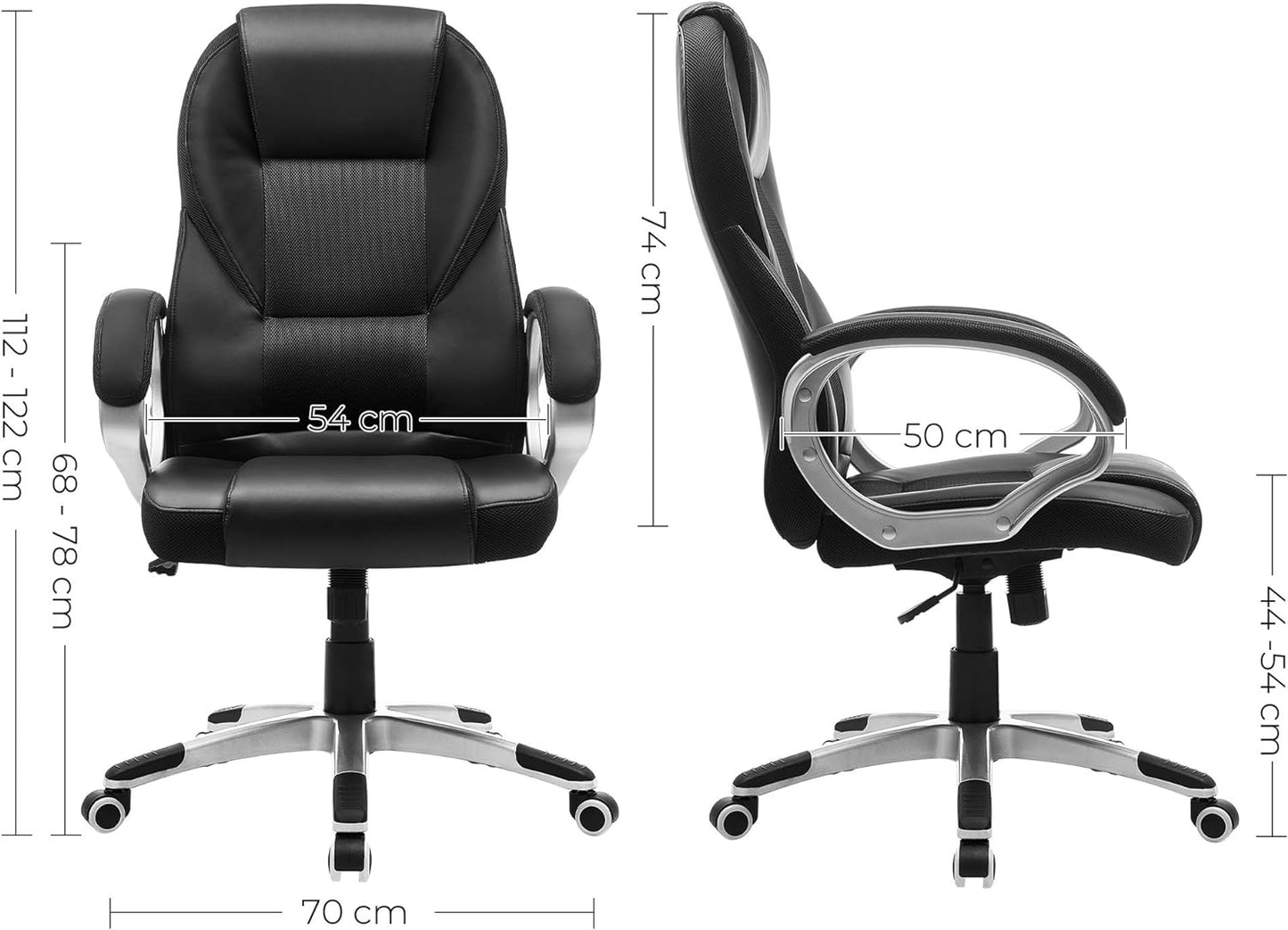 OBG22B, Schwarz, 54 x 50 x (112-122) cm