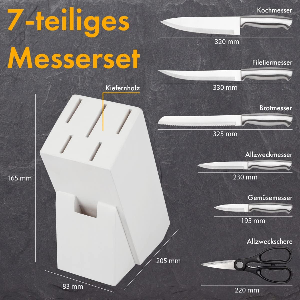 C-MBS 4018 Messerblock-Set mit Küchenschere (7-teilig)
