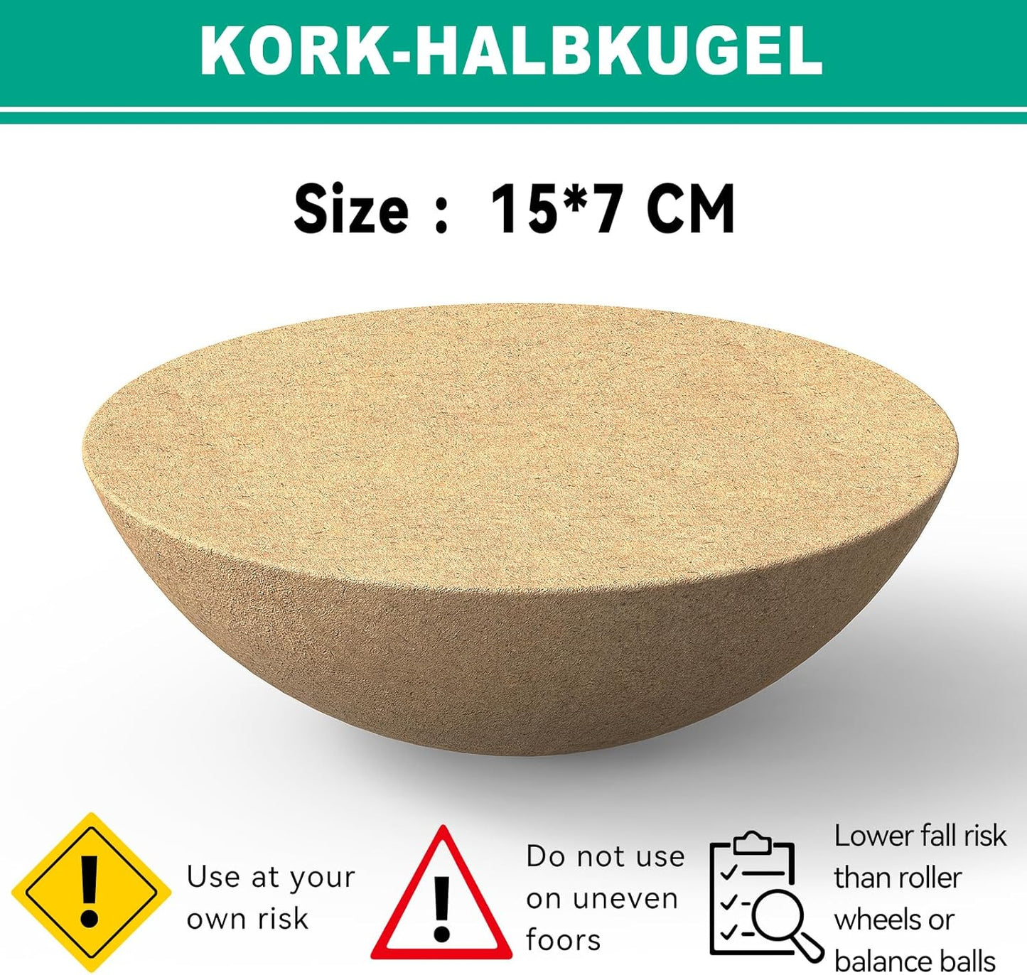Balance Board Halbkugel aus Kork, Natur