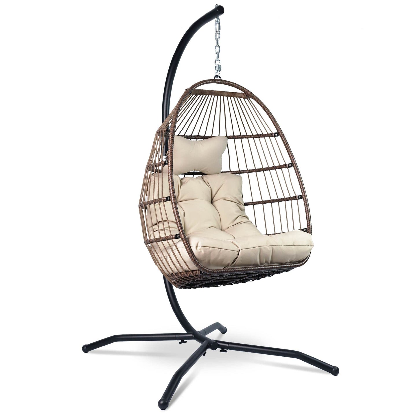 Hängesessel mit Gestell für Indoor & Outdoor, Beige