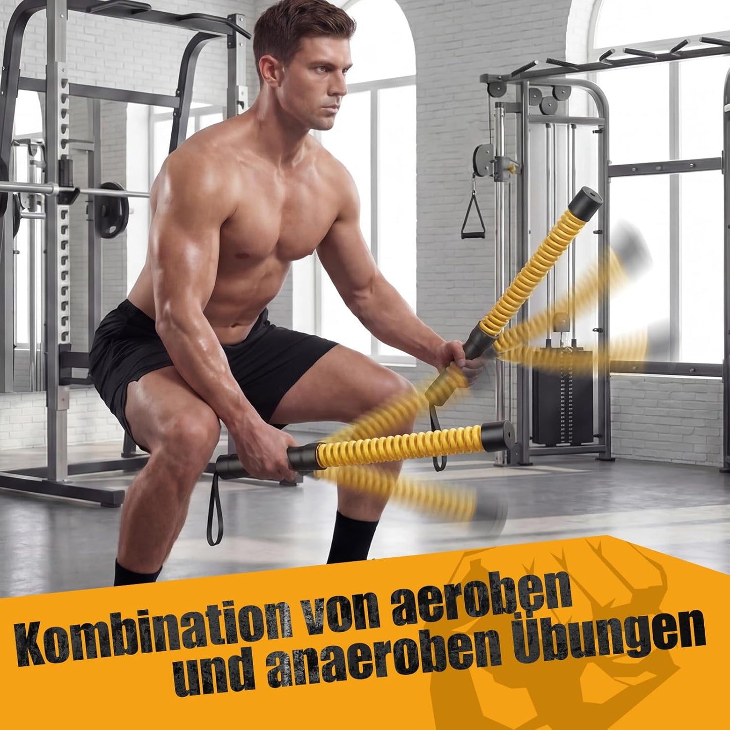 Battle Ropes mit Gegengewichten, Gelb + Schwarz