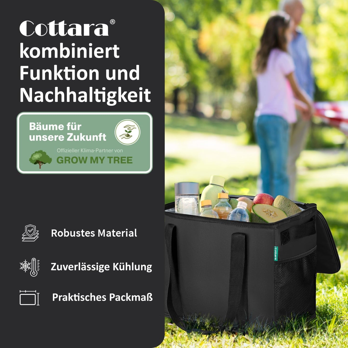 Faltbare Kühltasche, Schwarz einzeln 40 x 24 x 31 cm