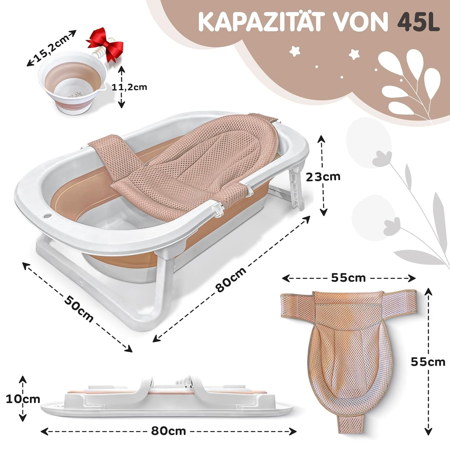 Faltbare Babywanne mit Sitz