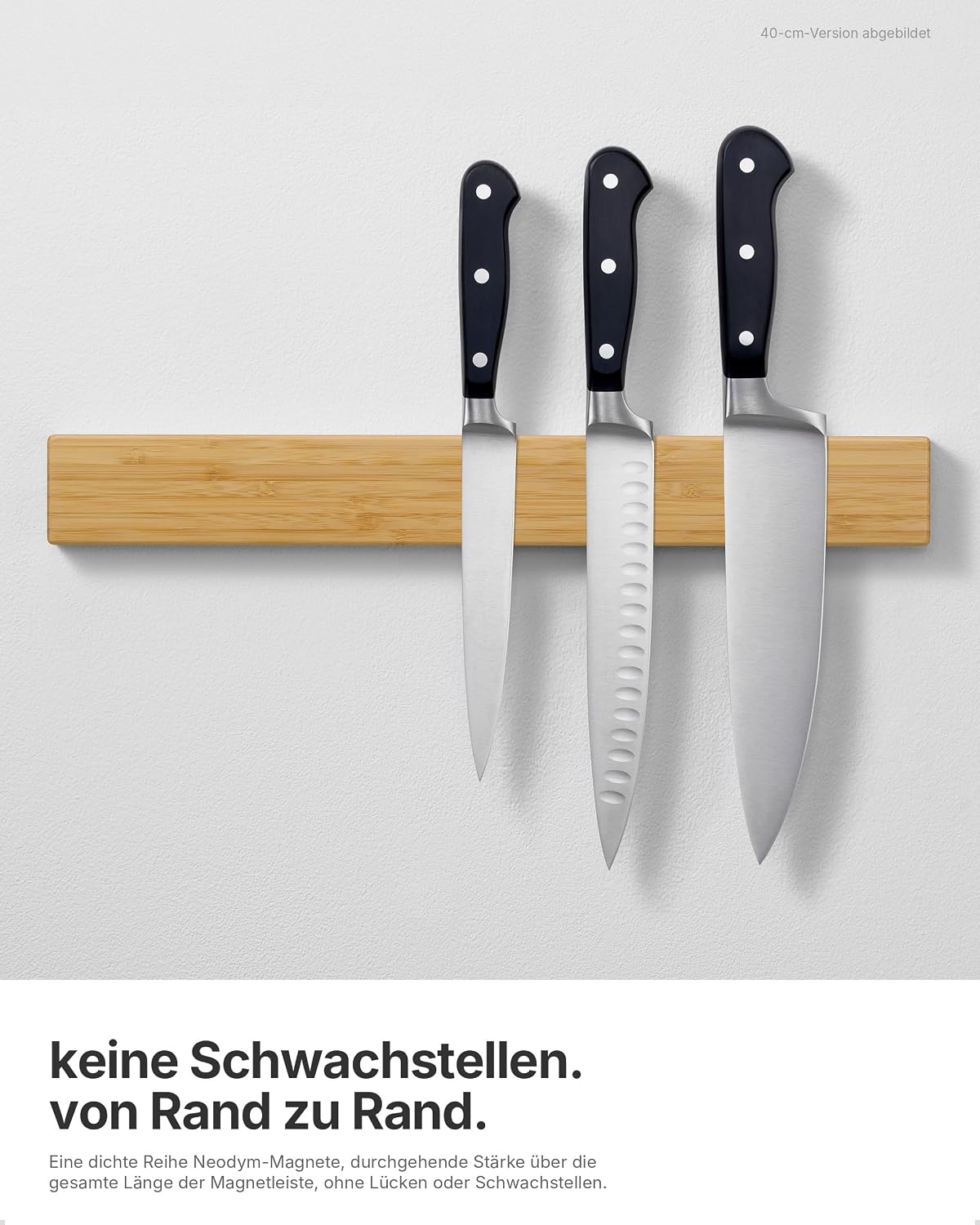 Selbstklebende Magnetleiste für Messer, Bambus 60 cm / 24″