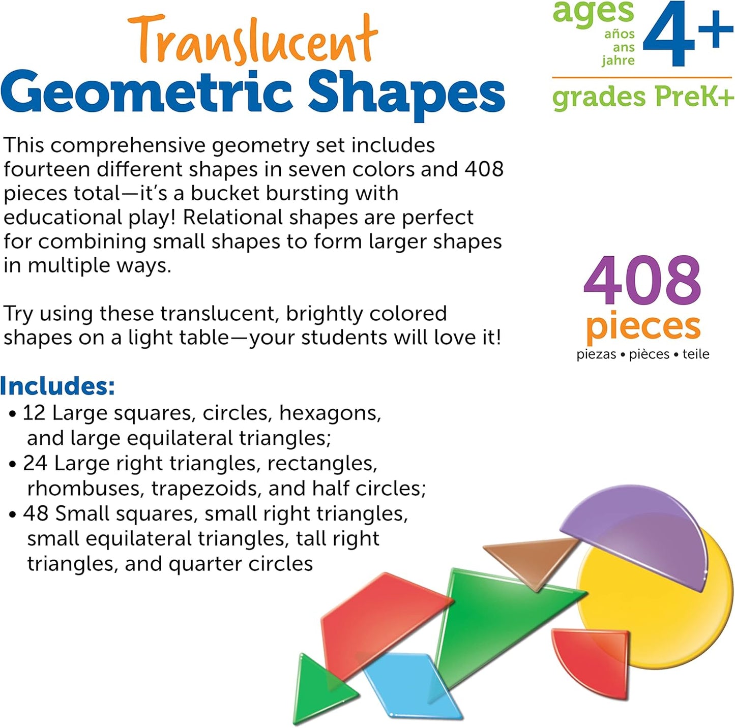 Transparente Geometrie-Formen-Set, Single