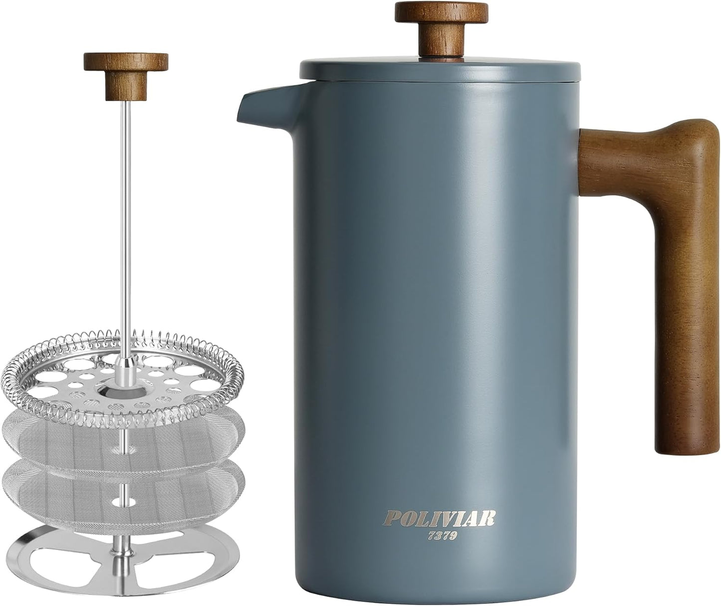 French Press Kaffeebereiter, Blau Glatte Oberfläche