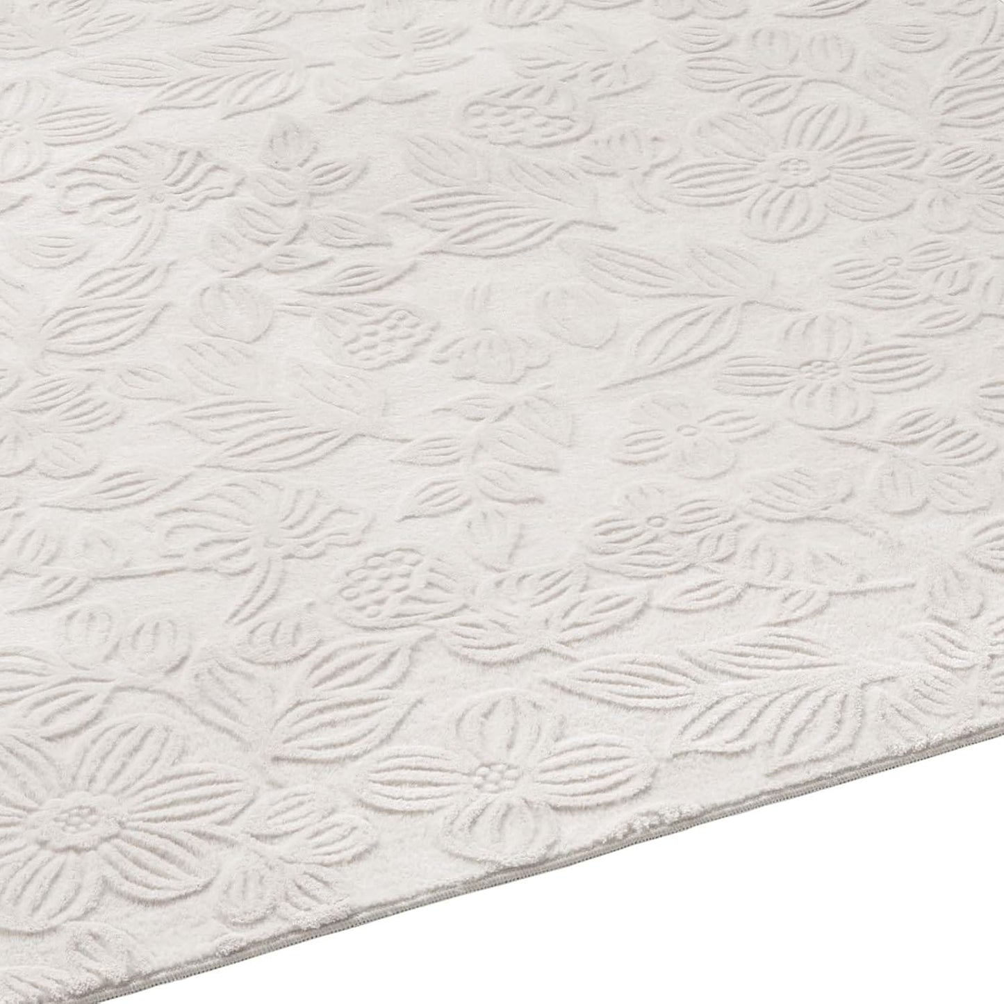 Rutschfeste Badematte, waschbar, Creme Floral 120 x 170 cm (Rechteckig)