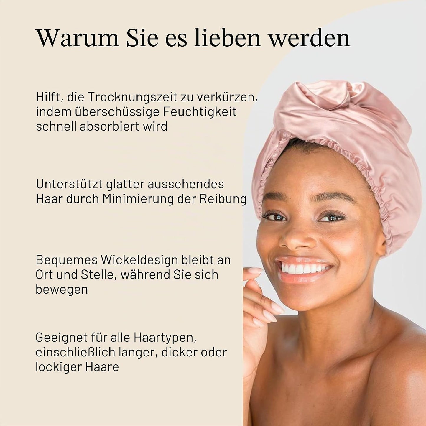 Satin Mikrofaser-Haarhandtuch, Blush