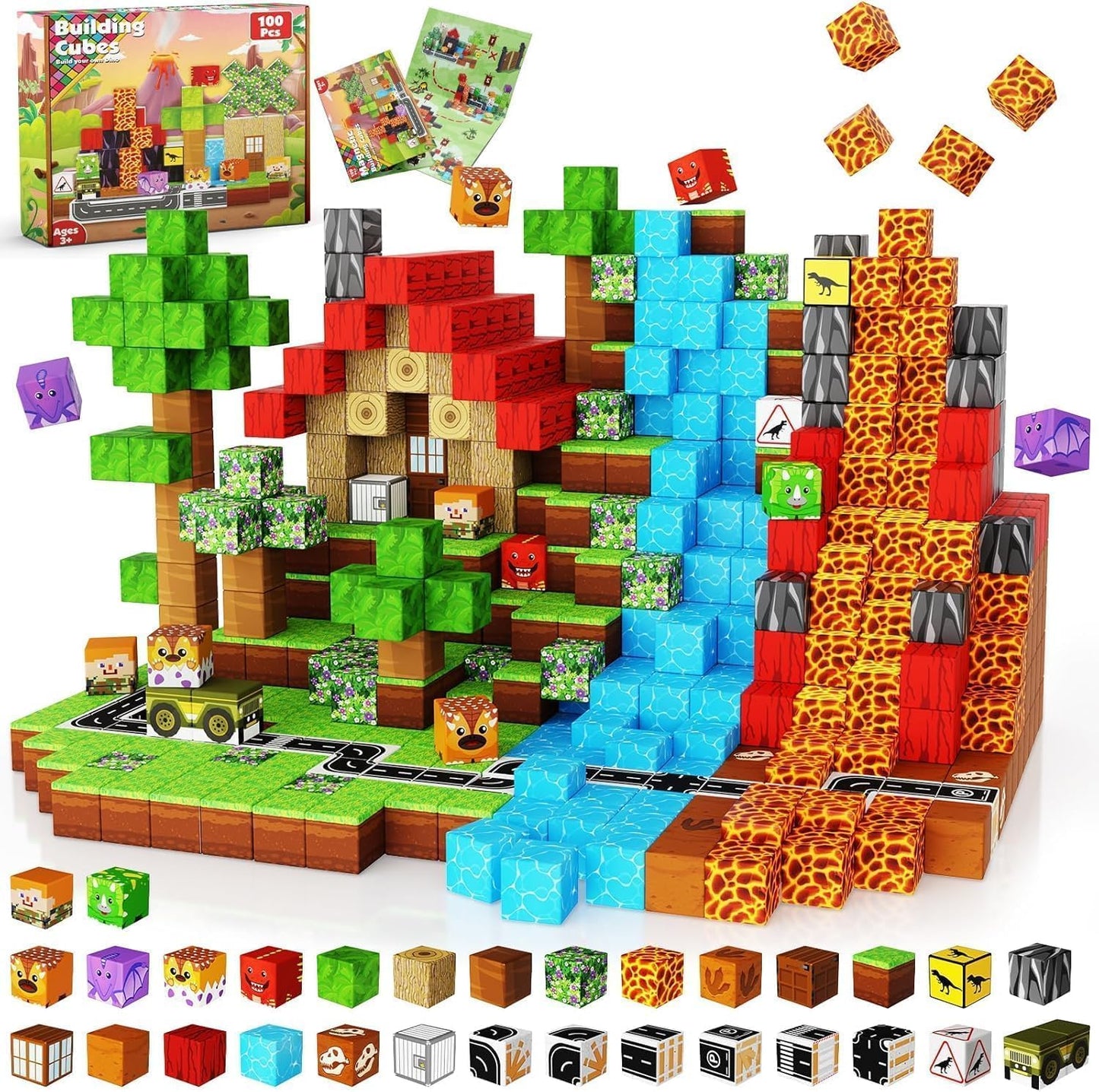 Magnetische 3D-Bausteine mit Dinosauriern, Dainasour