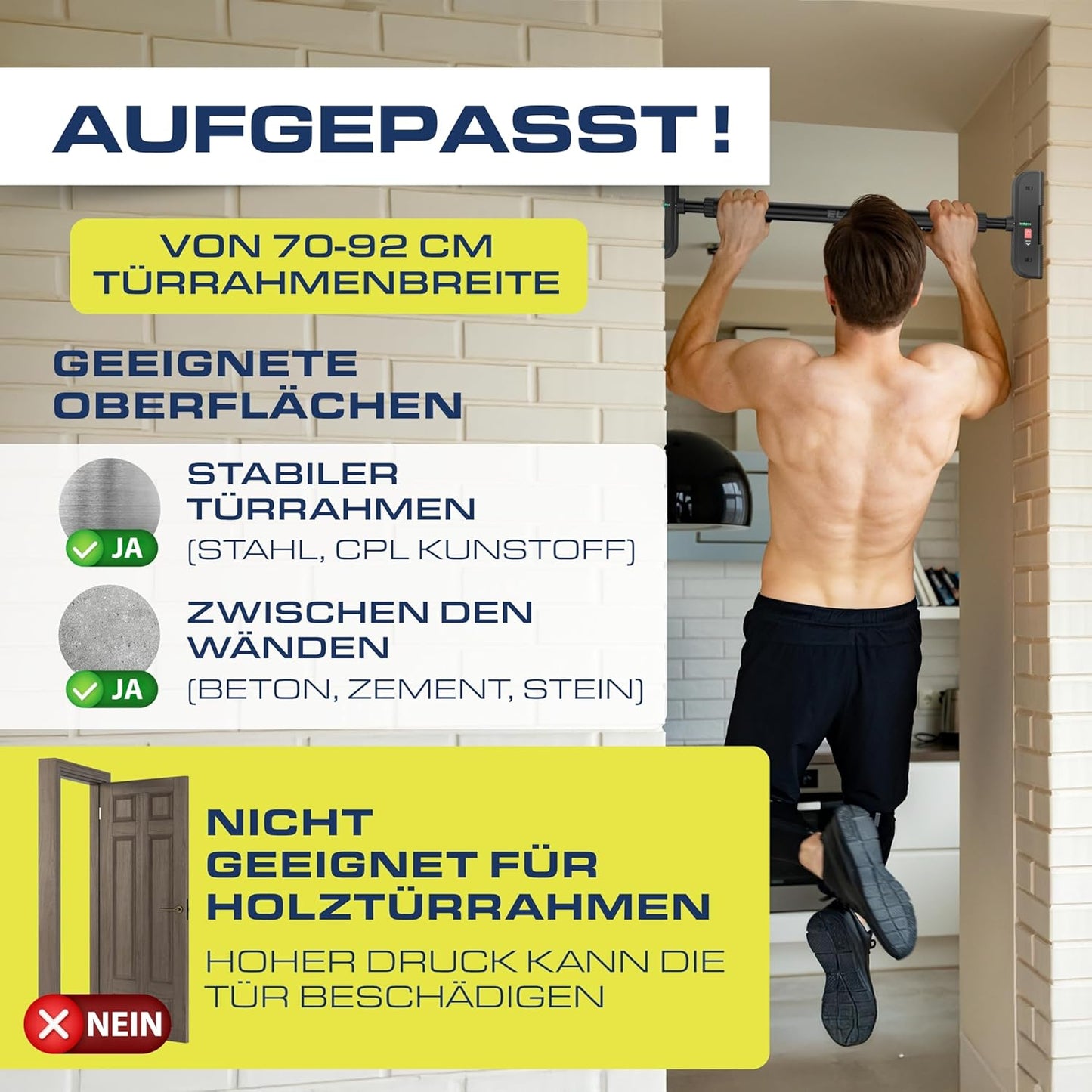 Klimmzugstange für Türrahmen, Schwarz