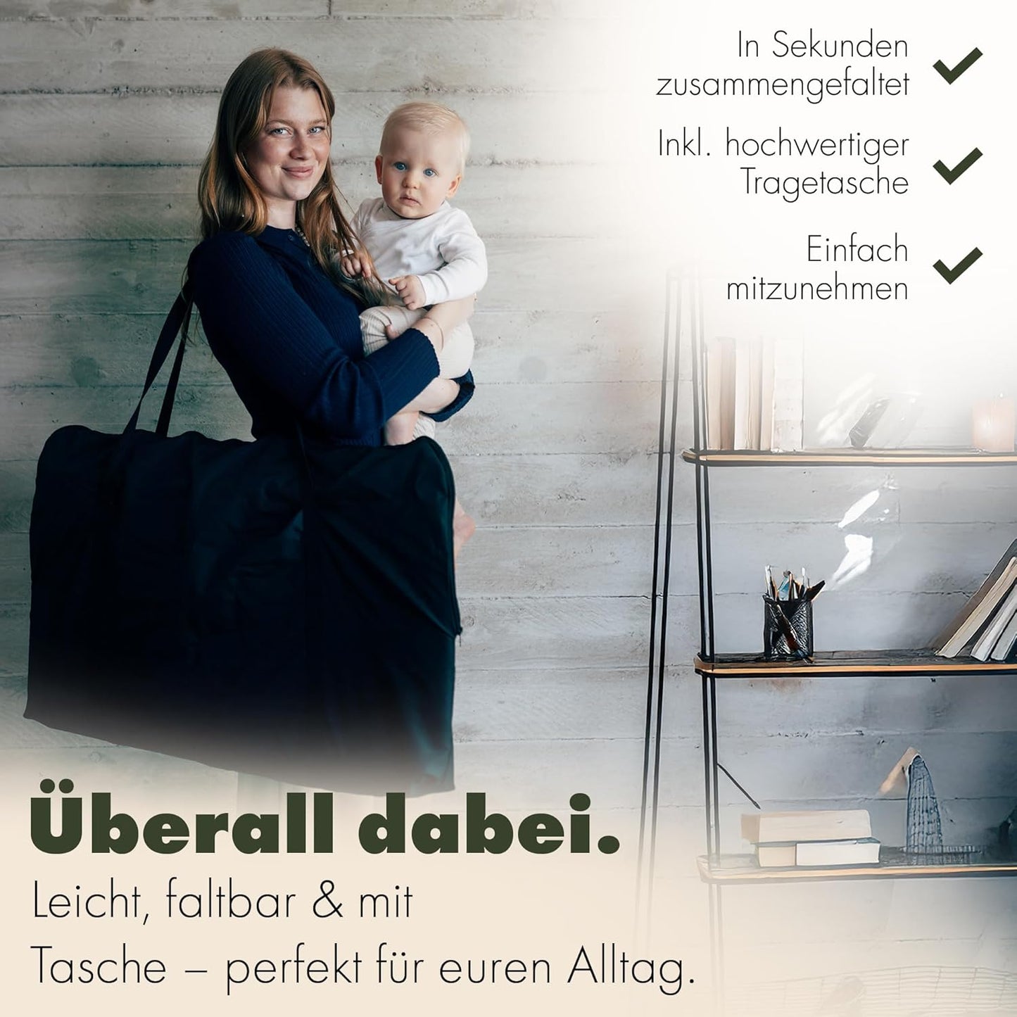 Faltbare Babywippe mit Tragetasche