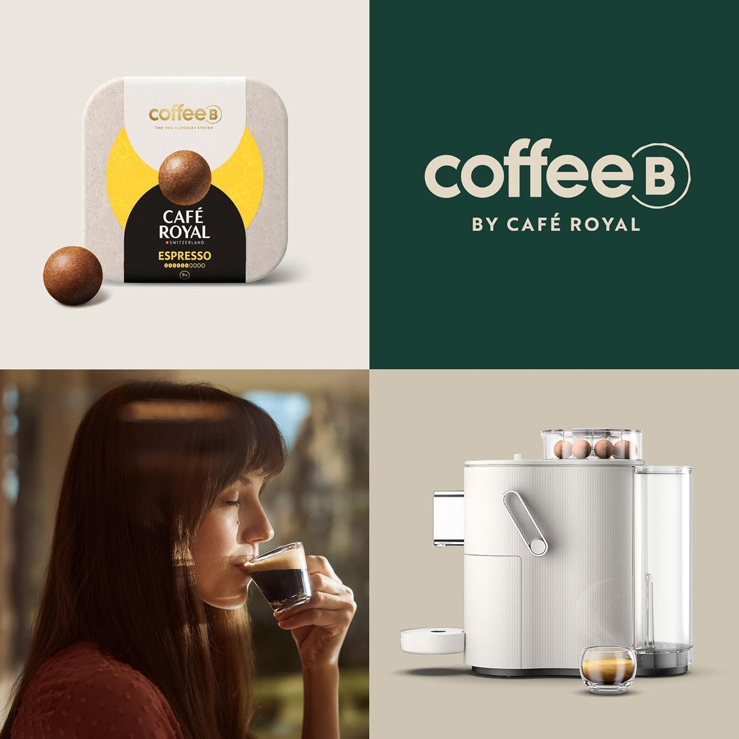 Kaffeemaschine Globe mit 90 kompostierbaren Espressobällen, Weiß +90 Bälle ESPRESSO