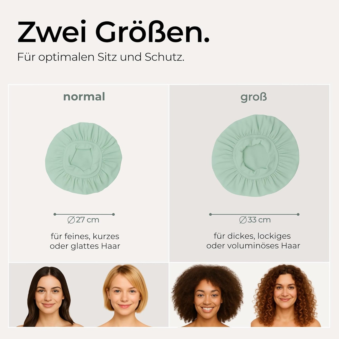 Verstellbare Schlafhaube mit Elastikband, Grün - Gross