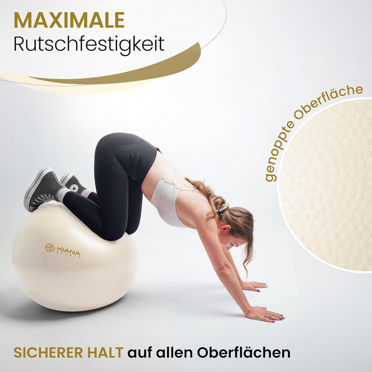 Gymnastikball mit Noppen & Pumpe, Perlweiß XL (für Körpergröße ab 180 cm)