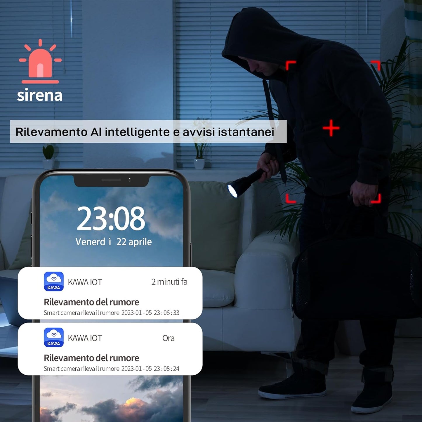 2K Kamera für Heimsicherheit, Weiss