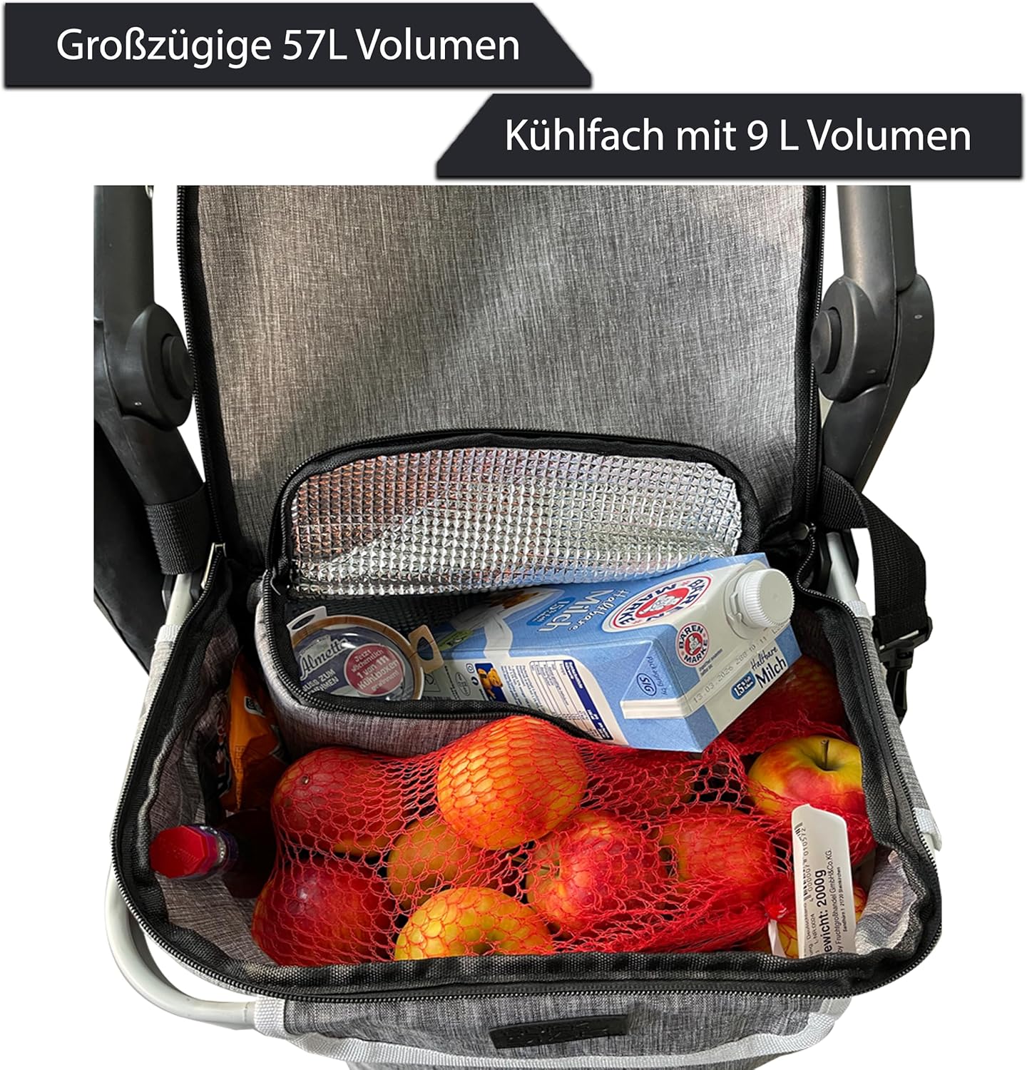 Faltbarer Einkaufstrolley, Grau Treppenrad