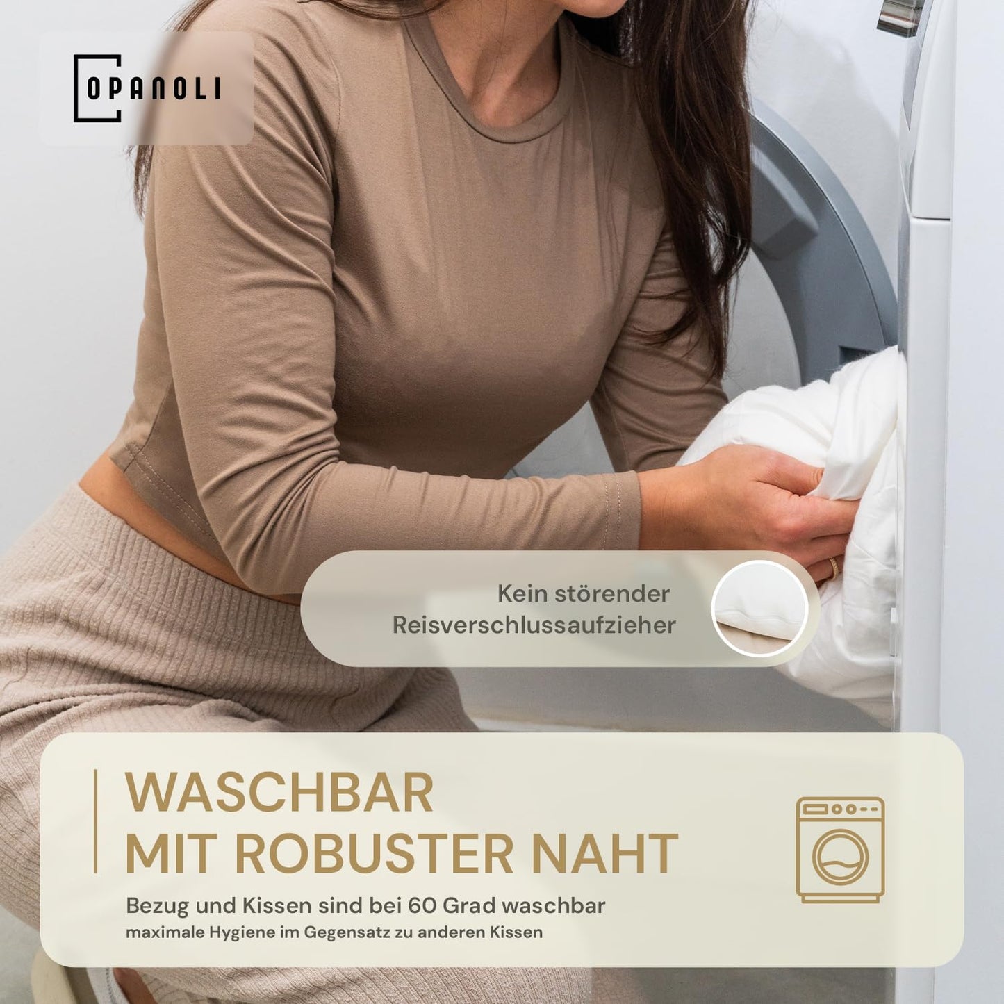 Ergonomisches Seitenschläferkissen, individuell befüllbar, Weiss Kissen + Bezug