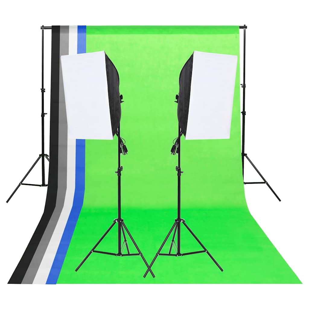 Fotostudio-Beleuchtungs-Set mit Softboxen und Hintergründen, 190237