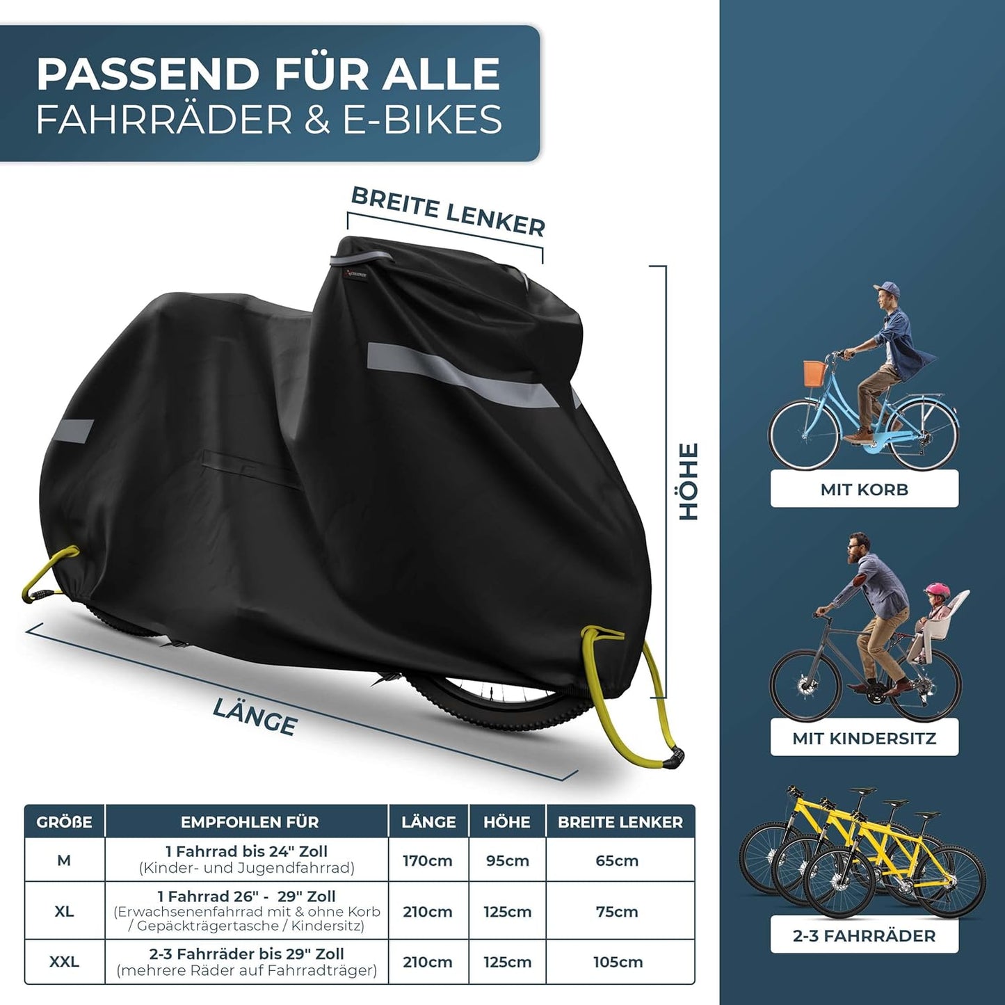 Fahrradabdeckung wasserdicht mit UV-Schutz, XXL