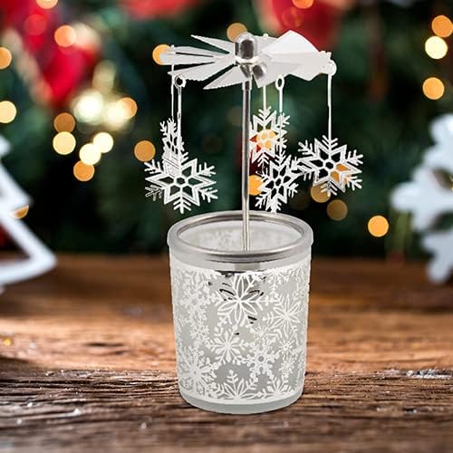 Weihnachtliches Teelichtkarussell Schneeflocke, Silber