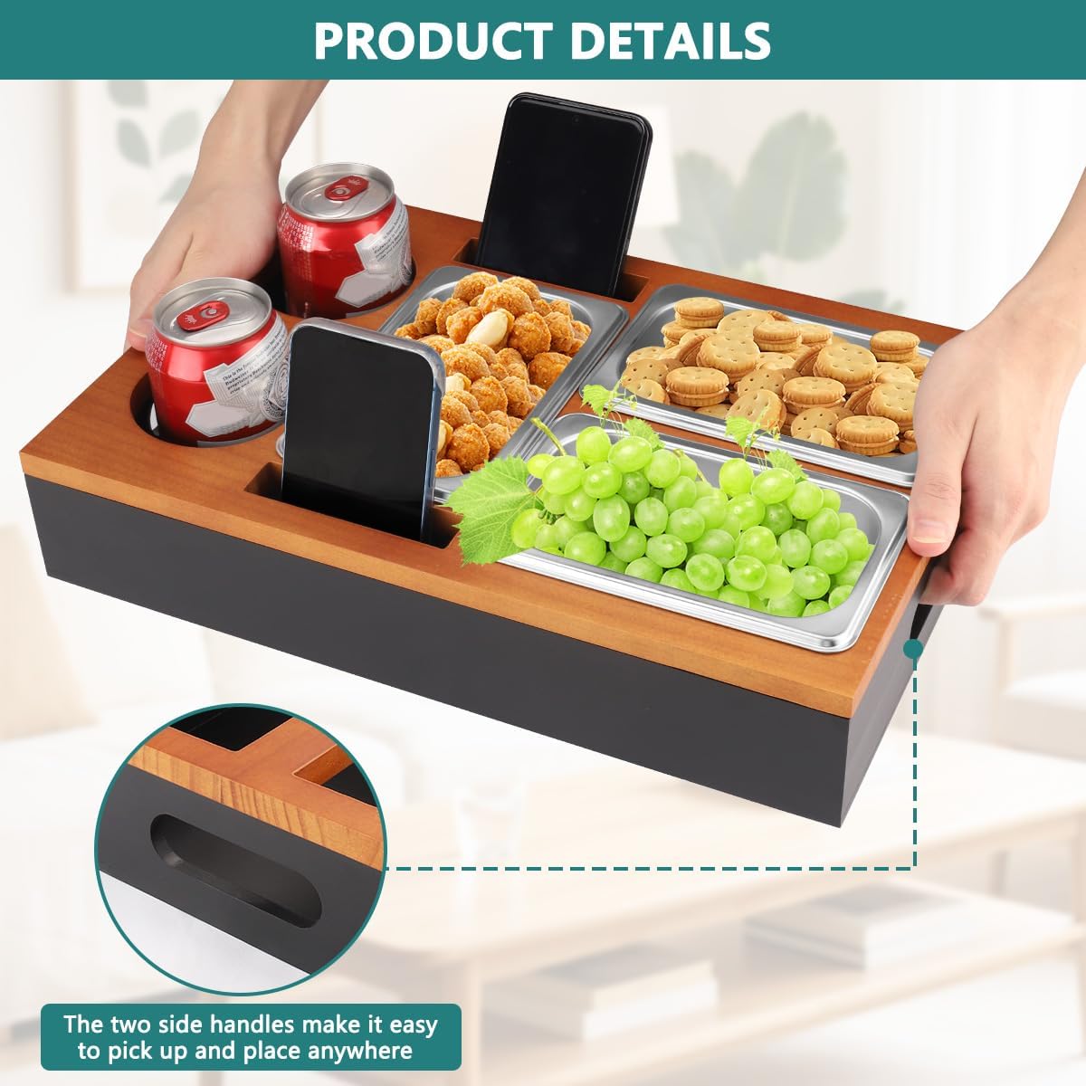 Couchbar Snackbox mit Tablett und Handyhalterung