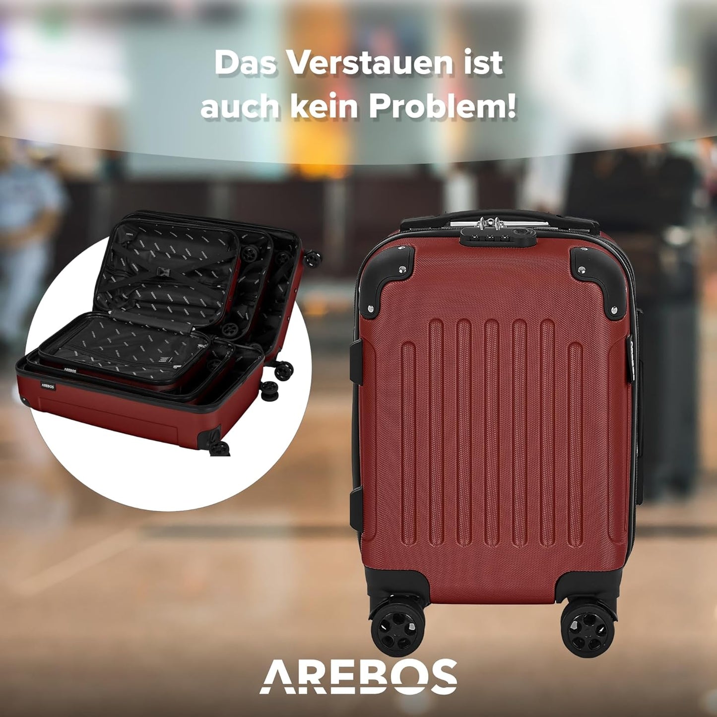 3-teiliges Hartschalenkofferset, Rot