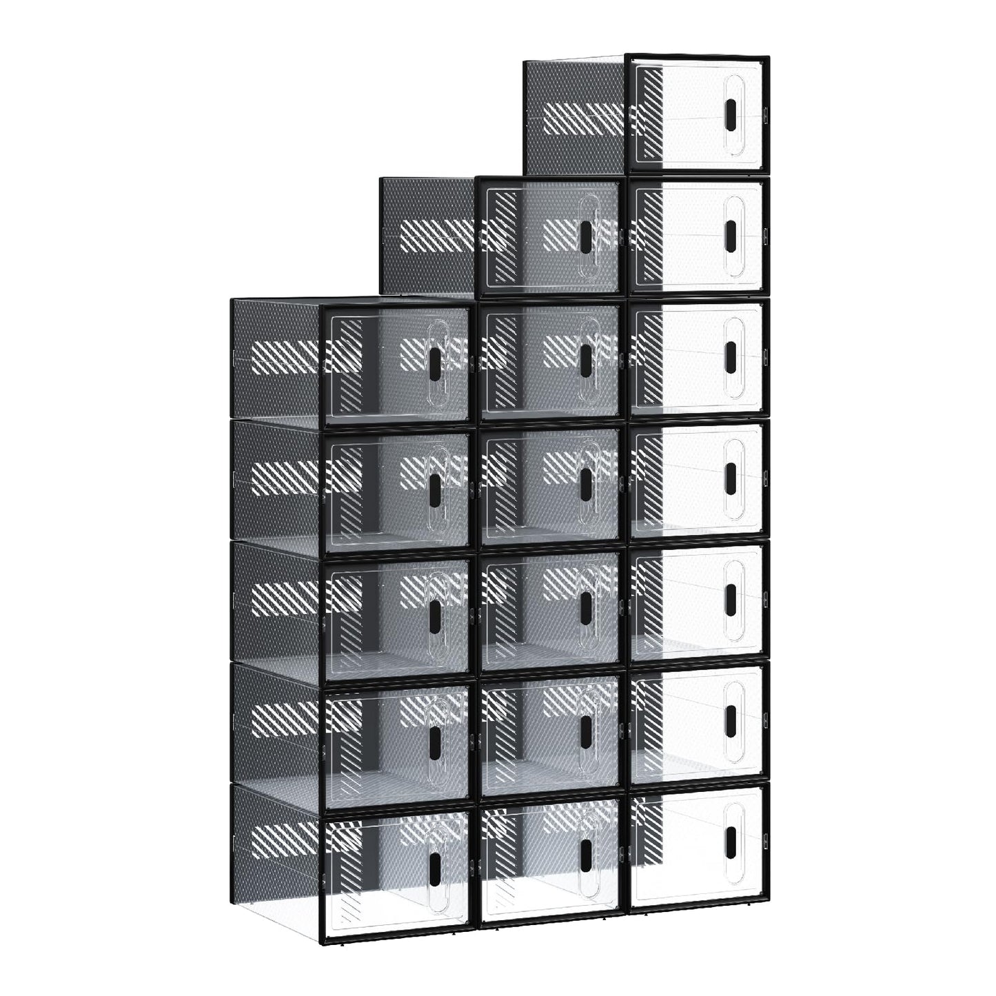 Stapelbare Schuhaufbewahrungsboxen-Set (8 Stück), Transparent+schwarz 8er 35x19x25 cm