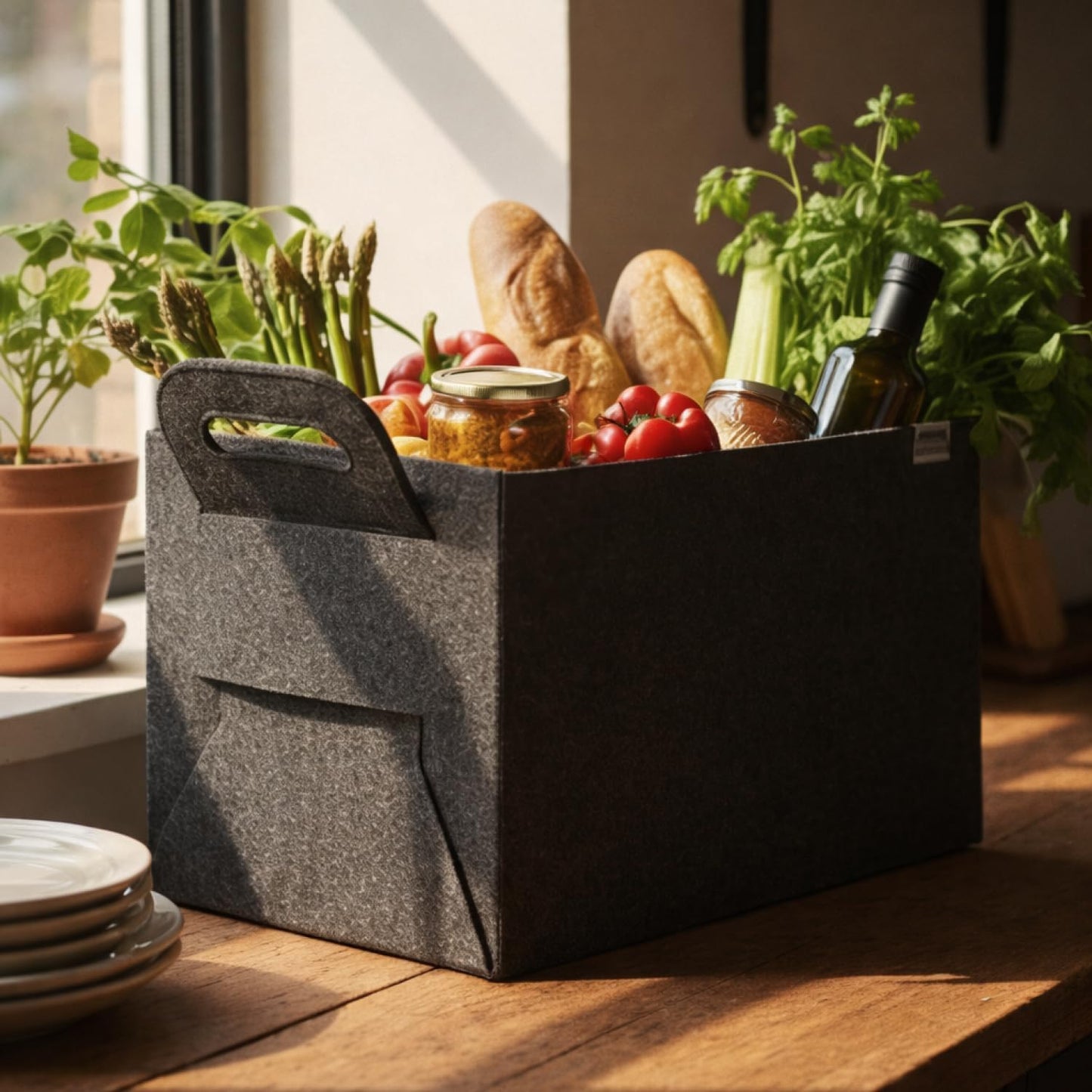Filz-Tasche für Brennholz, 01 Stück Anthrazit 44x31cm