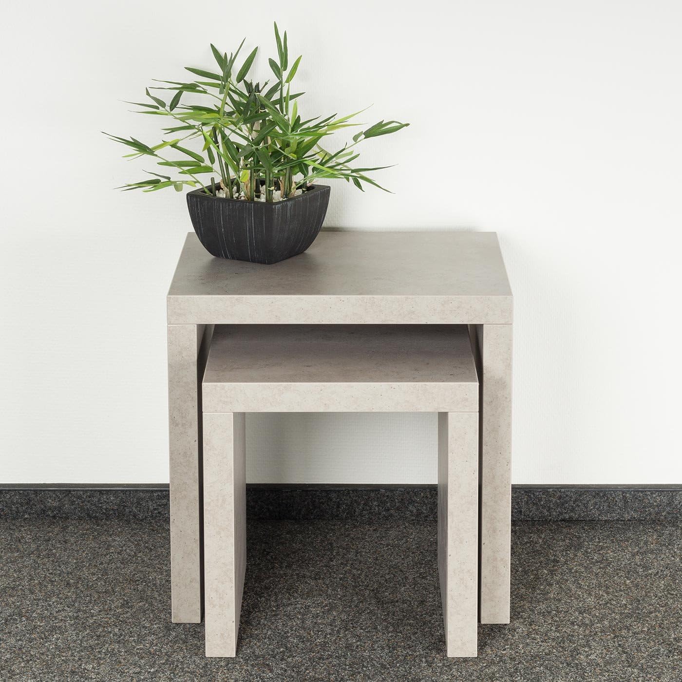 2er Satztisch-Set in Betonoptik, Betonoptik